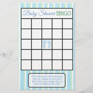 Blaue und grüne Fußspuren Jungen-Baby-Party-Spiele Flyer