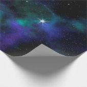 Blaue und grüne Galaxie Geschenkpapier (Ecke)