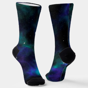 Blaue und grüne Galaxie Socken