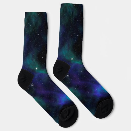 Blaue und grüne Galaxie Socken (Rechts)