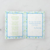 Blaue und grüne Gedenkkarte mit Foto Ankündigung (Innenseite)