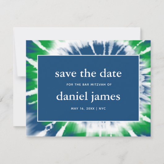 Blaue und grüne Gefärbte Krawatte Ankündigung Datu (Vorderseite)