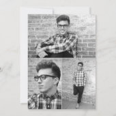 Blaue und grüne Gefärbte Krawatte Bar Mitzvah Foto Einladung (Rückseite)