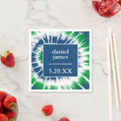 Blaue und grüne Gefärbte Krawatte Spirale Personal Serviette (Beispiel)