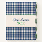 Blaue und grüne Gingham-Karo-Tartan-Monogramm Notizblock (Rückseite)