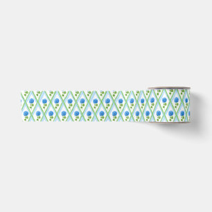 Blaue und grüne Grandmillenial Hydrangea Ditsy Satinband