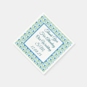 Blaue und grüne Grandmillenial Hydrangea Ditsy Serviette (Ecke)