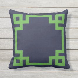 Blaue und grüne griechische Schlüsselgrenze Kissen Für Draußen