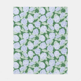 Blaue und grüne Hortensien-Blumen-Wurfdecke Fleecedecke