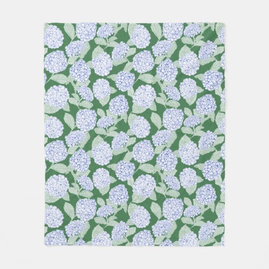 Blaue und grüne Hortensien-Blumen-Wurfdecke Fleecedecke (Vorderseite)