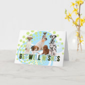 Blaue und grüne Hundepackung wird gut Karte (Gelbe Blume)