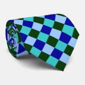 Blaue und grüne karierte Krawatte (Gerollt)