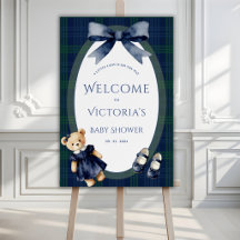 Blaue und grüne Karo-Little Lady Bär Vintage-Baby
