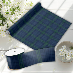 Blaue und grüne Karo Preppy Posh Chic Satinband