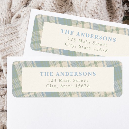 Blaue und grüne Karo-Rücksendeadresse
