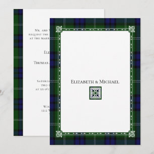 Blaue und grüne Karo, Tartan Hochzeitseinladung Einladung