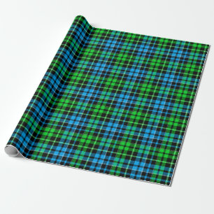 Blaue und grüne Karo-Tartan-Schwarz Geschenkpapier