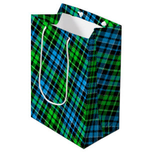 Blaue und grüne Karo-Tartan-Schwarz Mittlere Geschenktüte