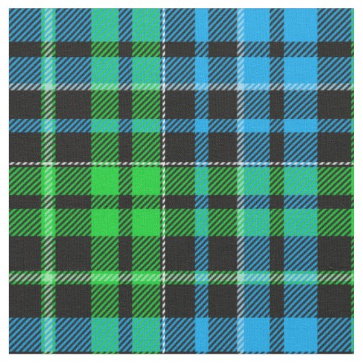 Blaue und grüne Karo-Tartan-Schwarz  Stoff (Nahaufnahme)