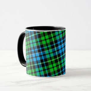 Blaue und grüne Karo-Tartan-Schwarz Tasse