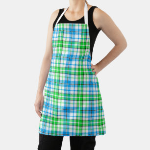 Blaue und grüne Karo-Tartan-Weiß Schürze