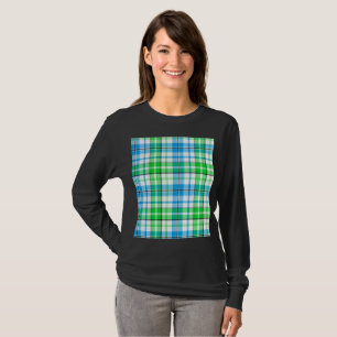 Blaue und grüne Karo-Tartan-Weiß  T-Shirt