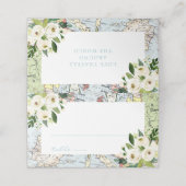 Blaue und grüne Karte mit dem Thema Florals Travel (Außenseite Aufgefaltet)