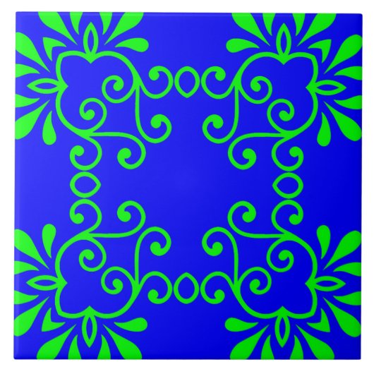 Blaue und grüne Keramikfliese (Vorderseite)
