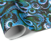 Blaue und grüne Kraken Geschenkpapier (Rolleneckpunkt)