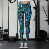 Blaue und grüne Kraken Tentakel Leggings
