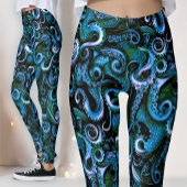 Blaue und grüne Kraken Tentakel Leggings