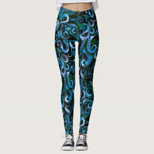 Blaue und grüne Kraken Tentakel Leggings