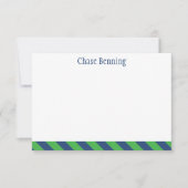 Blaue und grüne Krawatte Streifen Personalisierte Dankeskarte (Vorderseite)