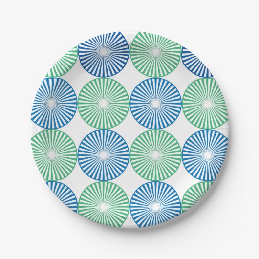 Blaue und grüne Kreise; Muster Pappteller (Vorderseite)
