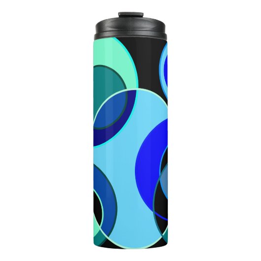 Blaue und grüne Kreise Thermosbecher (Vorderseite)