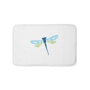 Blaue und grüne Libelle Badematte