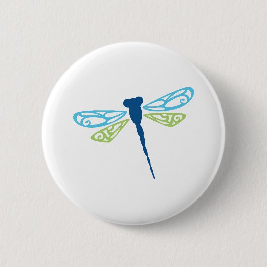 Blaue und grüne Libelle Button (Vorderseite)
