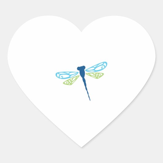 Blaue und grüne Libelle Herz-Aufkleber (Vorderseite)