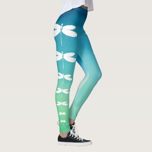 Blaue und grüne Libellen-Leggings Leggings (Rechts)