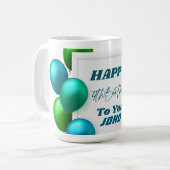 Blaue und grüne Luftballons 4. Geburtstag Benutzer Kaffeetasse (Vorderseite Links)