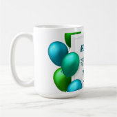 Blaue und grüne Luftballons 4. Geburtstag Benutzer Kaffeetasse (Links)