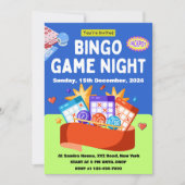 Blaue und grüne lustige Bingo-Spielabend-Einladung Einladung (Vorderseite)