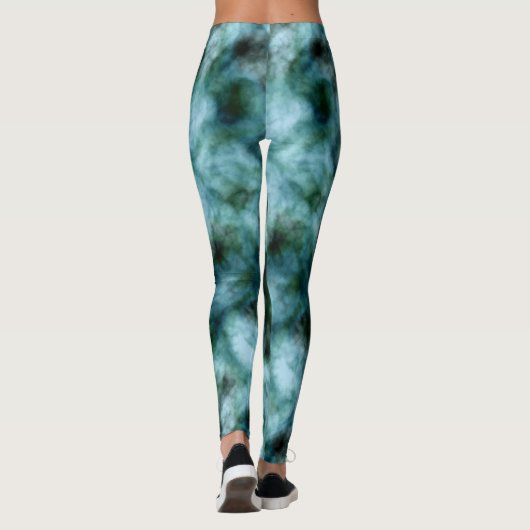 Blaue und grüne Marmor Leggings (Rückseite)