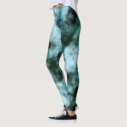 Blaue und grüne Marmor Leggings (Links)