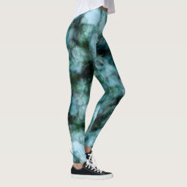 Blaue und grüne Marmor Leggings