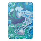 Blaue und grüne Marmorflüssigkeit Kunst Badematte (Vorderseite Vertikal)