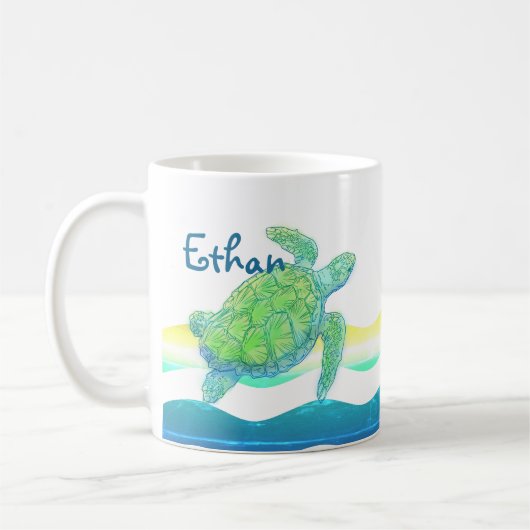 Blaue und grüne Meeresschildkröte Kaffeetasse (Links)