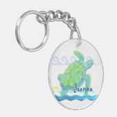Blaue und grüne Meeresschildkröte Schlüsselanhänger (Vorderseite links)