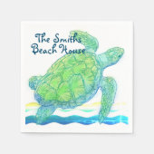 Blaue und grüne Meeresschildkröte Serviette (Vorderseite)