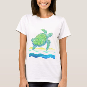 Blaue und grüne Meeresschildkröte T-Shirt